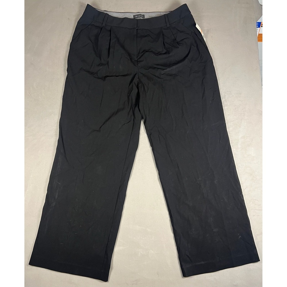 The Limited Black Wide Leg Pleated Trousers High Rise‎ Dress Pants Womens 14W